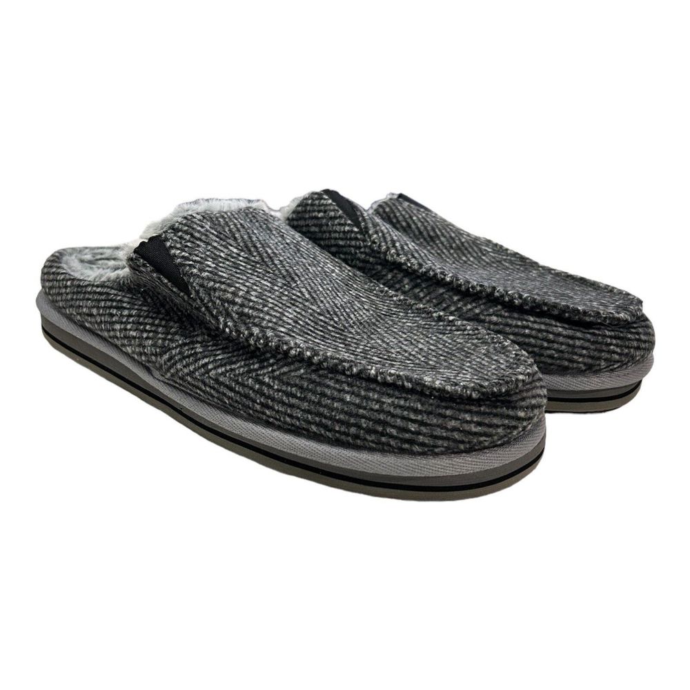 ONCAI Mens Clog Slippers with Arch Support Stripe Faux Fur Cotton-Blend...